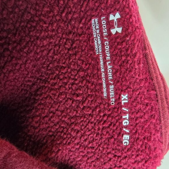 Under Armour Sweatshirt Mens XL Red Pullover Hoodie Loose Fit Fleece Athleisure - Picture 8 of 9